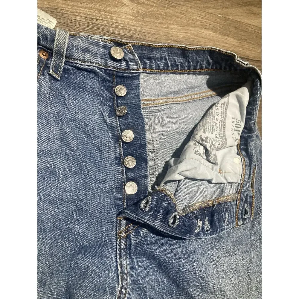 Levi's 501 Women's Jeans Medium Wash Button Fly Size 31x28 High Rise Boho Slim